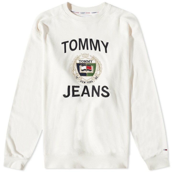 Photo: Tommy Jeans Men's Luxe Logo Crew Sweat in Ancient White