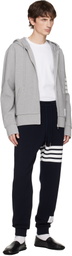 Thom Browne Gray Cotton Ottoman 4-Bar Zip Hoodie