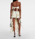 Y/Project Bug asymmetric denim midi skirt