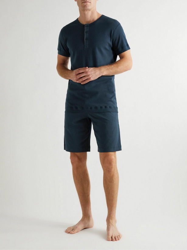 Photo: Hemen Biarritz - Fenix Organic Cotton-Jersey Pyjama Shorts - Blue