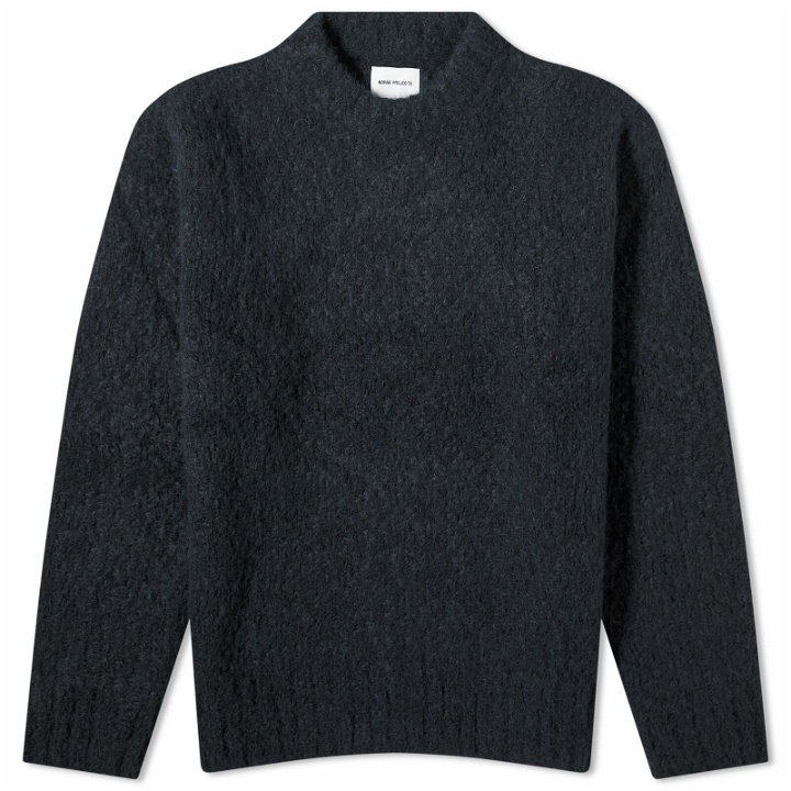 Photo: Norse Projects Men's Rasmus Relaxed Flame Alpaca Crew Knit in Navy
