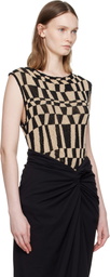 Dries Van Noten Beige & Black Checked Sweater