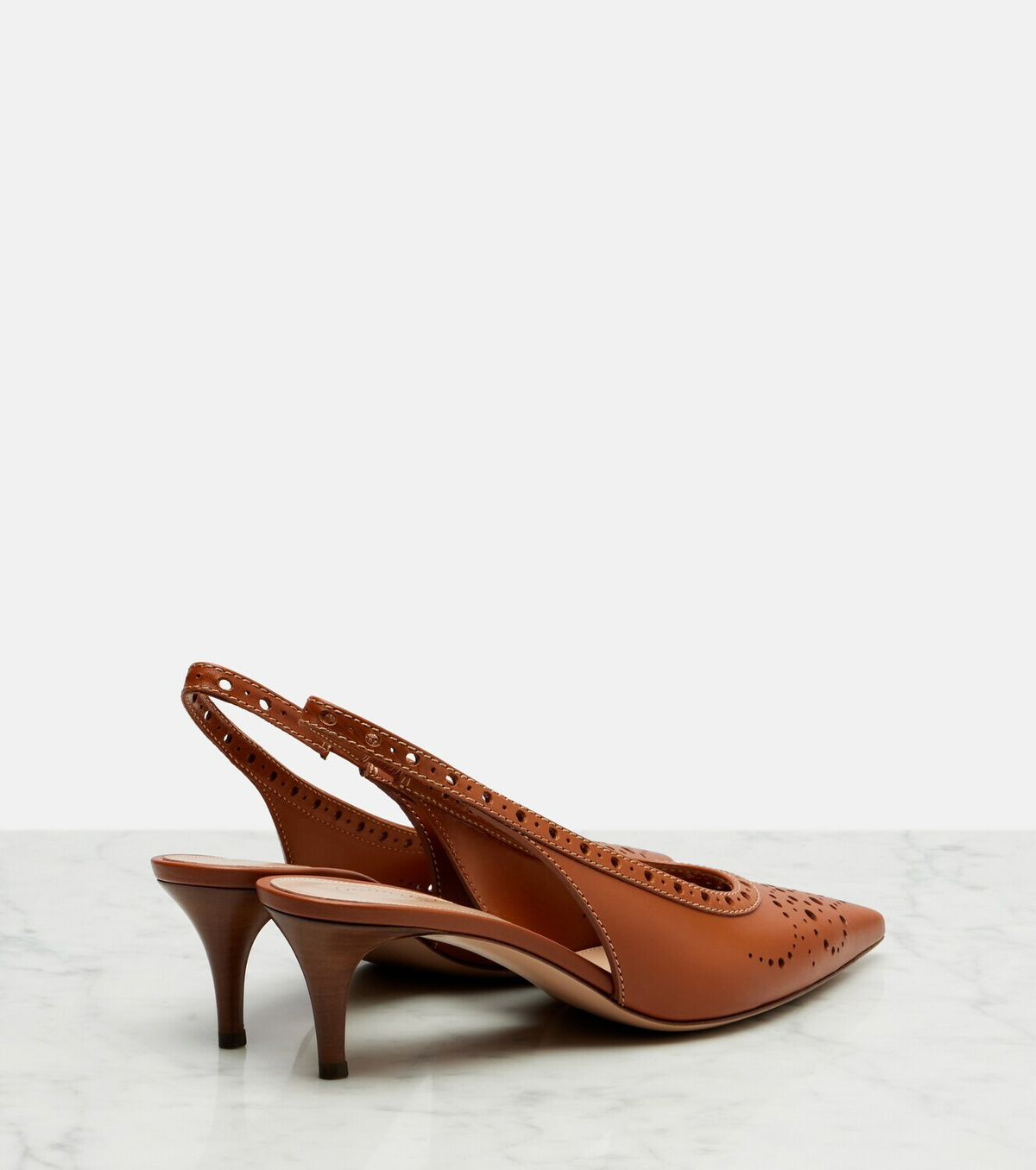 Gianvito Rossi Perforated leather slingback pumps