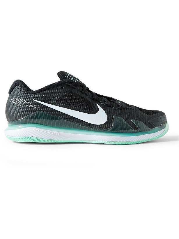 Photo: Nike Tennis - NikeCourt Air Zoom Vapor Pro Rubber-Trimmed Mesh Tennis Sneakers - Black