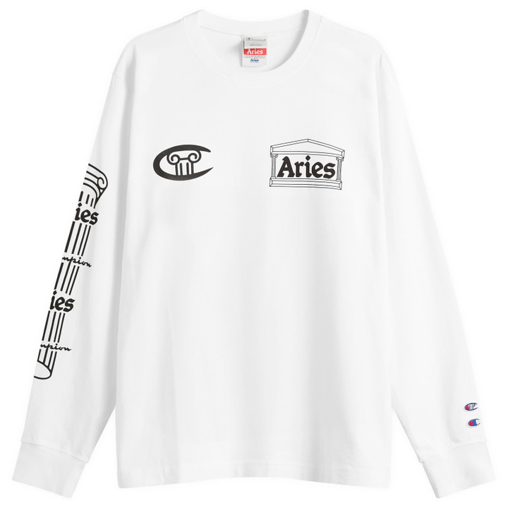 Photo: Champion Men's x Aries Stars Long Sleeve T-Shirt in White