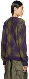 NEEDLES Purple & Green Argyle Cardigan