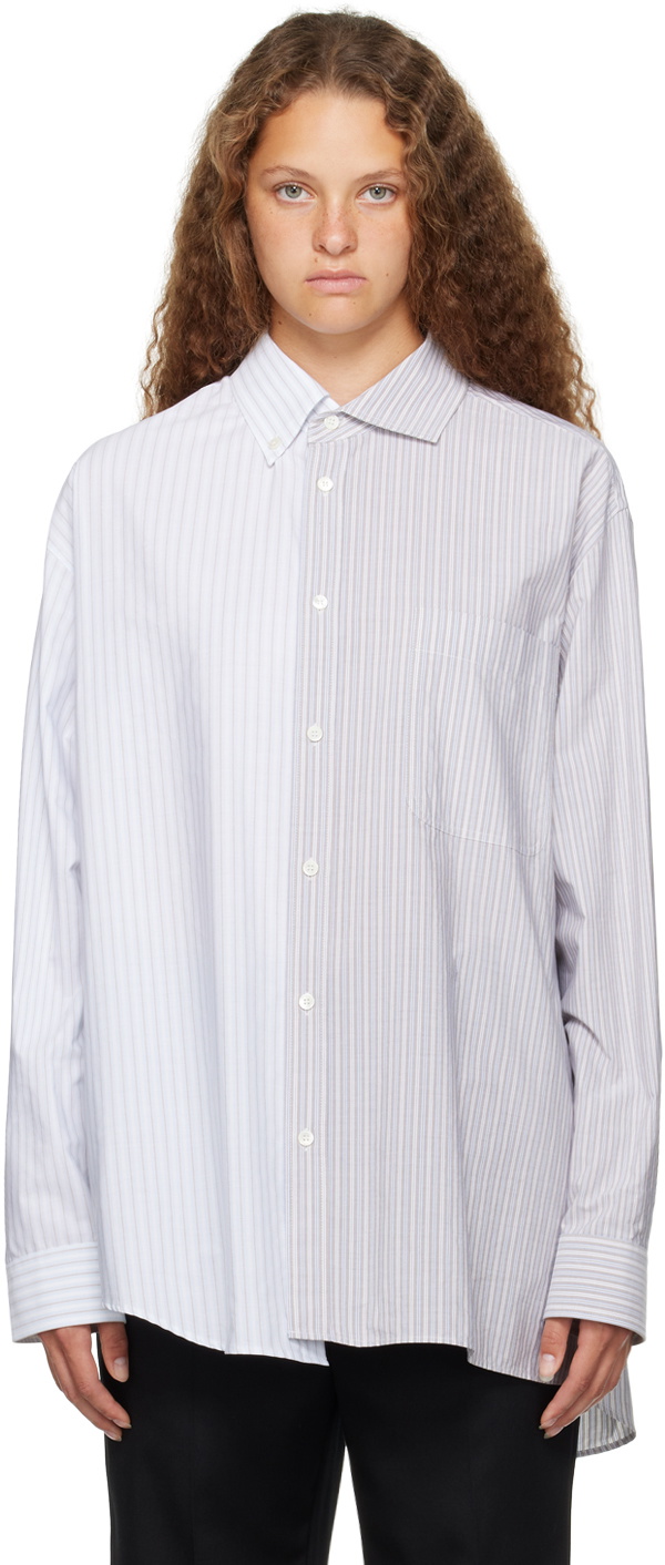 MM6 Maison Margiela White & Blue Asymmetrical Shirt MM6 Maison 