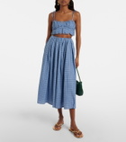 Faithfull Agora checked cotton midi skirt