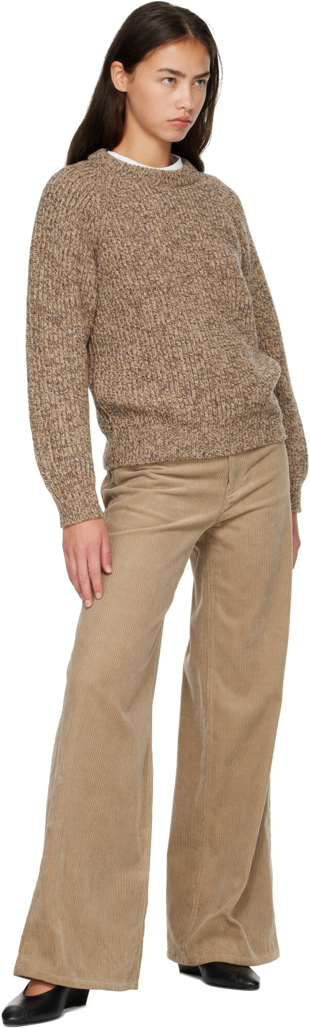 &Daughter Beige Rowan Rib Crew Sweater