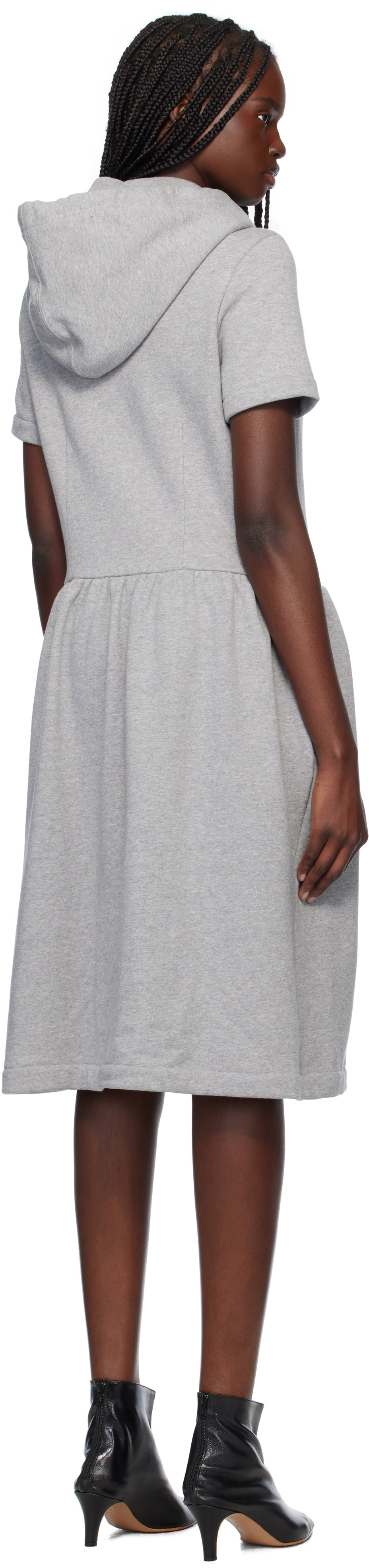 Comme des Garçons Girl Gray Cotton Back Pile Midi Dress