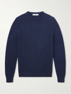 Inis Meáin - Moss Ribbed Linen and Cotton-Blend Sweater - Blue