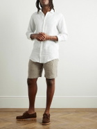 Massimo Alba - Kevin Straight-Leg Pleated Linen Drawstring Shorts - Neutrals