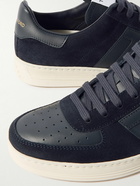 TOM FORD - Logo-Appliquéd Leather-Trimmed Suede Sneakers - Blue