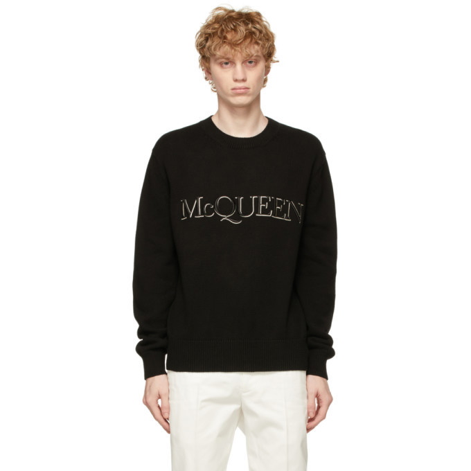 Photo: Alexander McQueen Black Embroidered Logo Sweatshirt