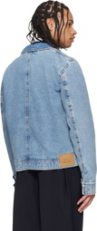AMI Paris Blue Cotton Contrasted 'Ami De Coeur' Denim Jacket