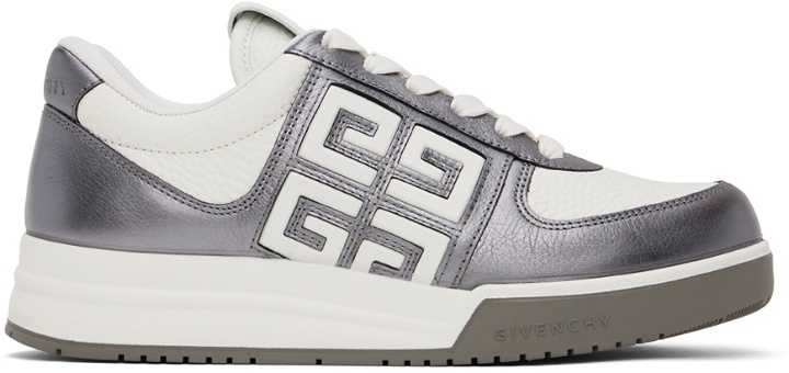 Photo: Givenchy Gunmetal & White G4 Laminated Leather Sneakers