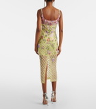 Là Fuori Floral embellished mesh cocktail dress