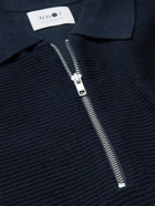 NN07 - Hansie Ribbed Cotton Half-Zip Polo Shirt - Blue