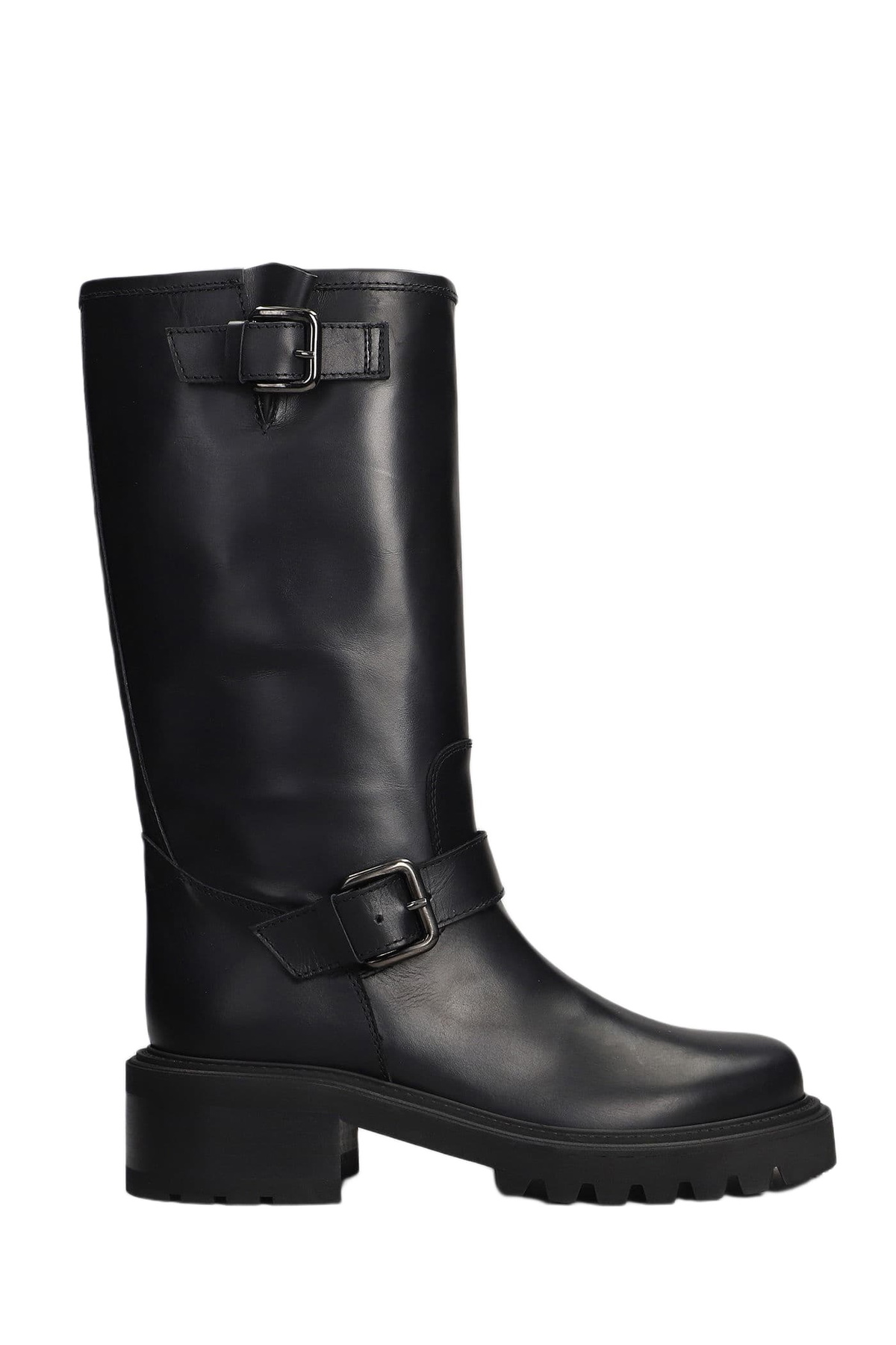 Via Roma 15 Low Heels Ankle Boots In Black Leather