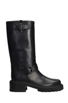 Via Roma 15 Low Heels Ankle Boots In Black Leather