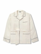 Dolce&Gabbana - Camp-Collar Belted Piped Linen and Silk-Blend Overshirt - Neutrals