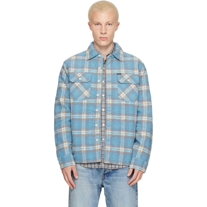 Photo: Polo Ralph Lauren Blue Felted Wool Collared Overshirt