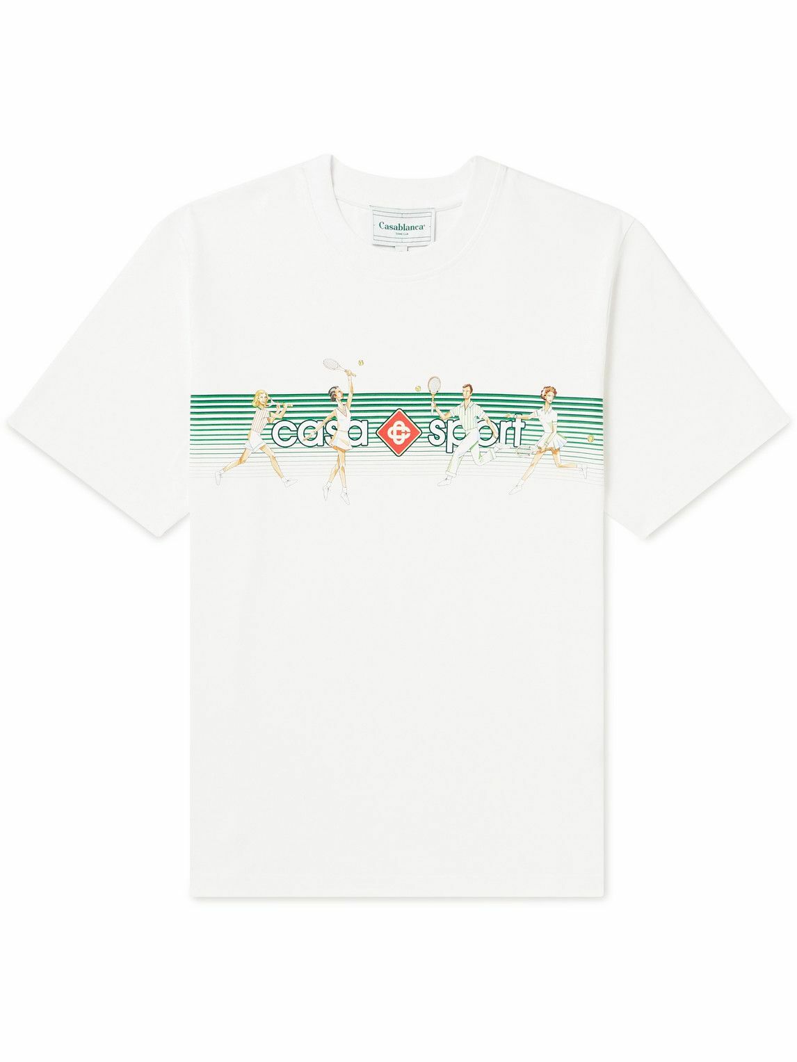 Casablanca - Logo-Print Striped Organic Cotton-Jersey T-Shirt - White ...