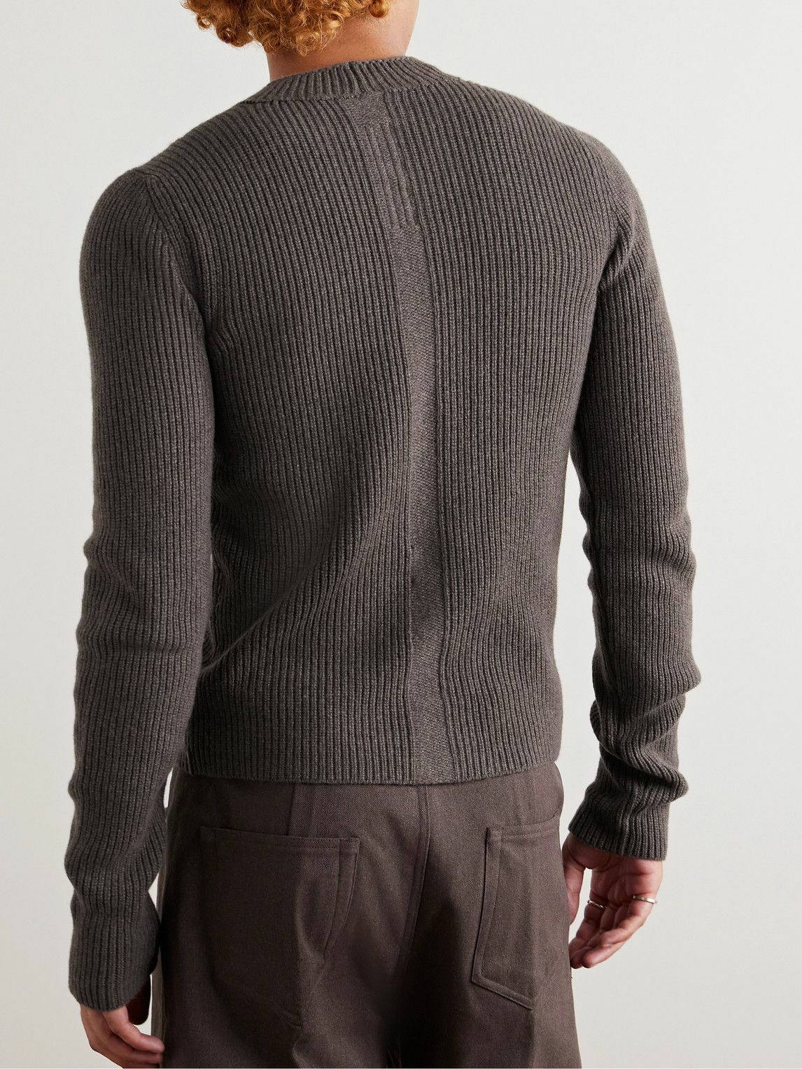 Rick Owens - Ribbed Recycled-Cashmere and Wool-Blend Sweater - Brown