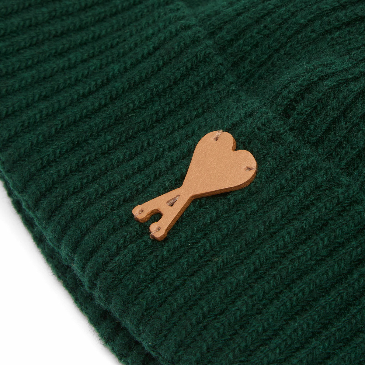 AMI Paris Men's Ami Merino Wool Beanie in Vert Sapin 