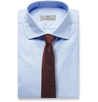 Canali - Light-Blue Cutaway-Collar Prince of Wales Checked Cotton-Poplin Shirt - Blue