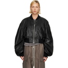 Rick Owens Black Tower Secchia Cropped Leather Flight Jacket
