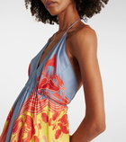 Etro Printed halterneck silk beach dress