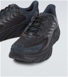 Hoka One One Clifton LS leather-trimmed mesh sneakers