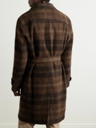 Oliver Spencer - Grandpa Belted Checked Wool-Felt Coat - Brown
