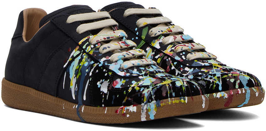 ◆Maison Margiela◆ ブラック Paint Replica スニーカー Maison Margiela Replica Paint Leather Sneakers | Black
