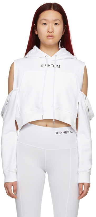 Photo: KIMHĒKIM SSENSE Exclusive White Off-Shoulder Petal Hoodie