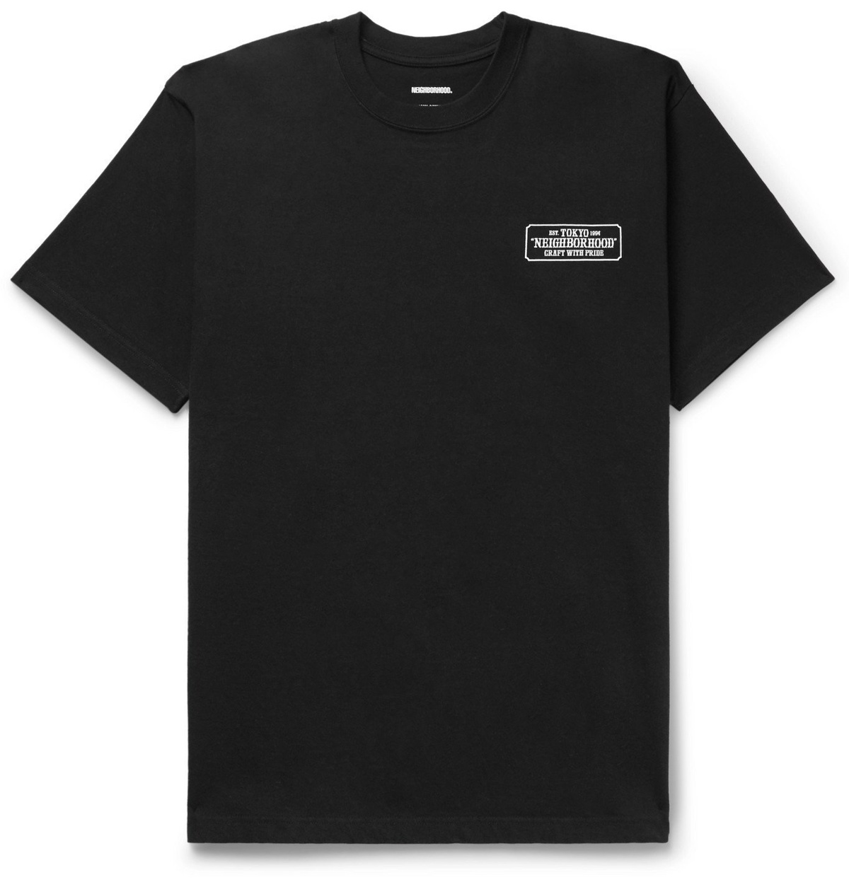 Neighborhood - Bar & Shield Logo-Print Cotton-Jersey T-Shirt - Black ...