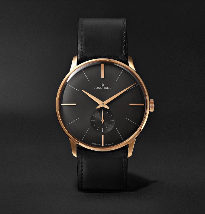 Photo: Junghans - Meister Handaufzug Hand-Wound 37.7mm Stainless Steel and Leather Watch, Ref. No. 027/5903.00 - Black