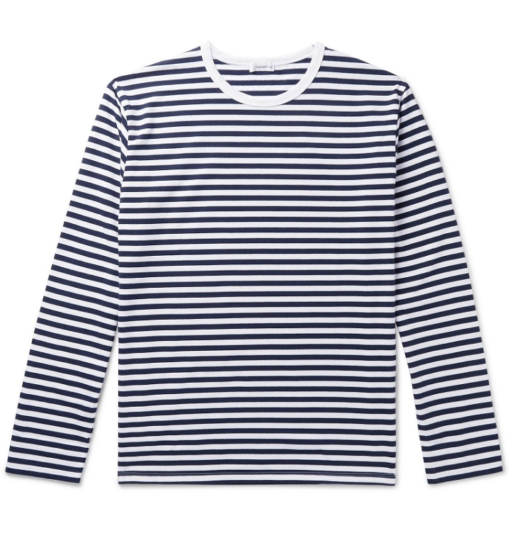 Photo: nanamica - Striped Coolmax Cotton-Blend Jersey T-Shirt - Blue
