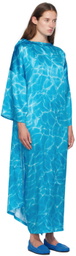 MARIE ADAM-LEENAERDT Blue Peignoir Maxi Dress