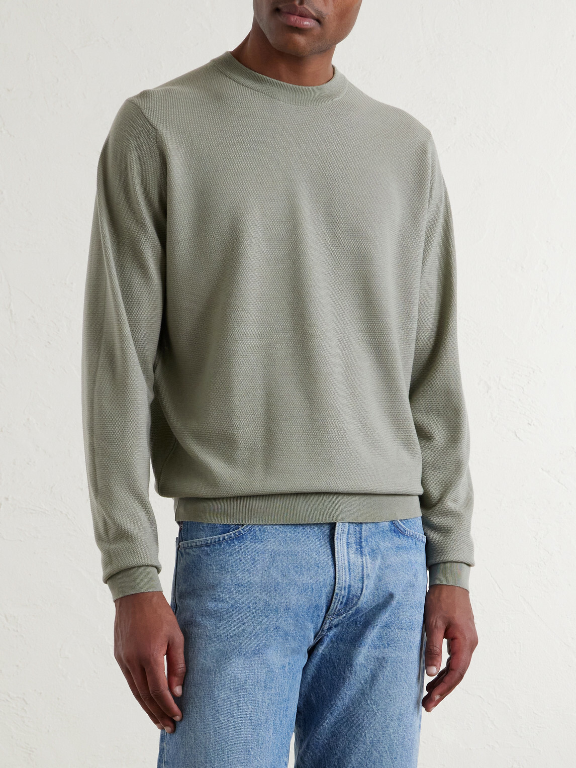 John Smedley - Honeycomb-Knit Merino Wool Sweater - Green