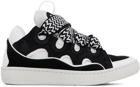Lanvin Black & White Leather Curb Sneakers