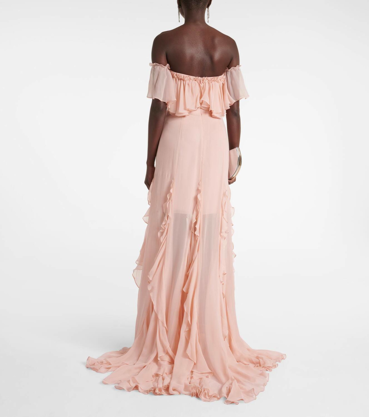 Costarellos Galiya off-shoulder silk georgette gown
