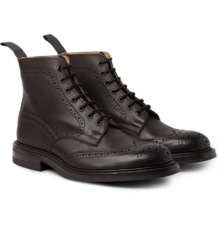 Photo: Tricker's - Stow Burnished-Leather Brogue Boots - Men - Dark brown
