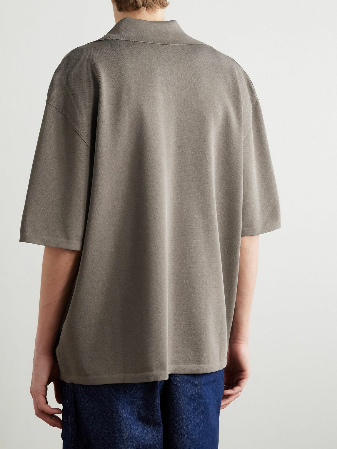 AMI PARIS - Oversized Jersey Polo Shirt - Gray AMI