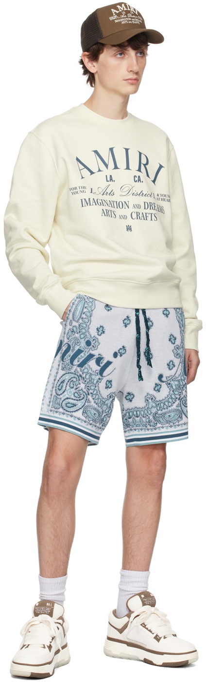 AMIRI White & Blue Bandana Shorts