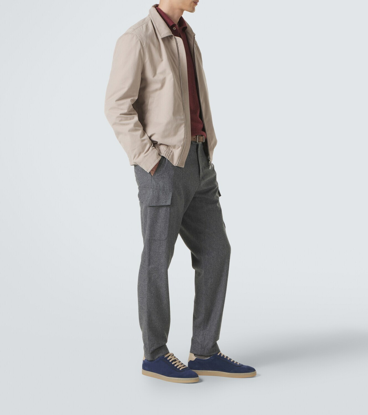 Brunello Cucinelli Leather-trimmed suede sneakers