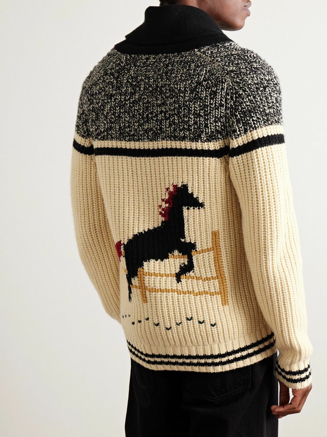 Guest In Residence - Rodeo Shawl-Collar Intarsia-Knit Wool and Cashmere-Blend Cardigan - Yellow