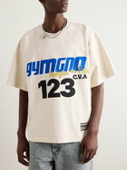 RRR123 - Speak Dangerously #2 Oversized Logo-Appliquéd Printed Cotton-Jersey T-Shirt - Neutrals