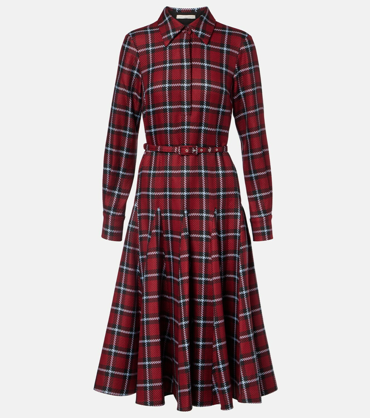 Emilia Wickstead Marione belted tartan wool-blend midi dress